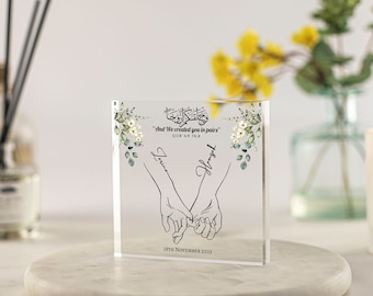 Islamic Wedding Gift for Couple, And We Created You In Pairs, Muslim Wedding Gift, Nikah Gifts, Anniversary, Engagement, Acrylic Plaque