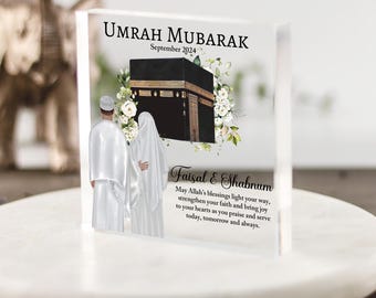 Personalised UMRAH Mubarak Gift for Couple, Islamic Gifts, Umrah Mubarak, Kaaba Art, Mum Dad, Married, Muslim Gifts Acrylic Flowers