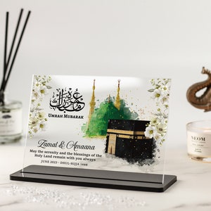 Umrah Mubarak gift, Islamic Gifts, Hajj Mubarak, Kaaba Eid Gift, Ramadan, Gifts for Couple, Personalised Family Home Floral Acrylic Plaque