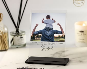Geschenk für Stiefvater, personalisiertes Geschenk für Stiefvater, Stiefvater Geburtstag, Vatertagsgeschenk, Geschenk von Stiefkinder, Vatertag Acrylfotoplakette