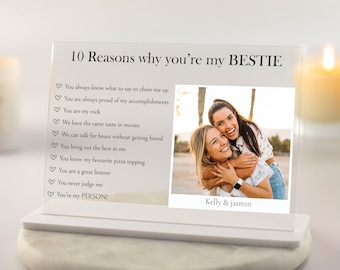 Photo Gift for Friend, 10 Reasons Why You're My Bestie, Birthday Gift For Best Friend, Christmas Gift for BFF, Acrylic Photo Plaque