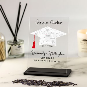 Graduierung Geschenk personalisierte Karte Acryl Plakette, Grad Geschenk für Ihn, Graduierten Geschenk für sie, Geschenk für Sohn, Tochter Geschenk, Freund Andenken
