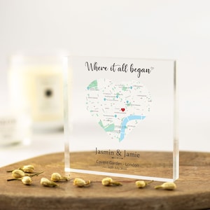 Personalised Anniversary Gifts, Gift for Girlfriend, Boyfriend Gift, Valentines Day gift, Wife Gift, Husband Gift, Custom Map Acrylic Block image 2