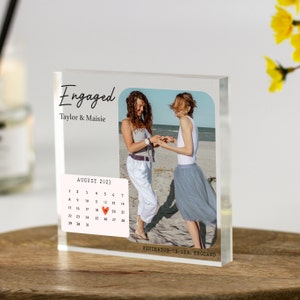 Personalised Engagement Gift Photo and Date Gift, Couples Gift, Unique Gift Engagement Party, Engagement Frame, She Said Yes, Acrylic Block