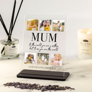 Regalo para mamá para Navidad, placa con marco de 6 fotos, regalo para el día de la madre, regalo personalizado para ella, cumpleaños de mamá, de hija, hijo, niños