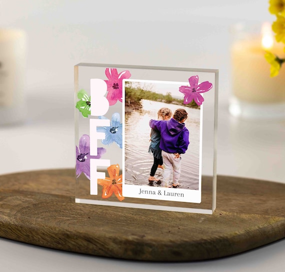 Best Friend Gifts, School Friends, Personalised Gift for Her, Teen BFF Gifts, Besties, Childrens Birthday Ideas Photo Clear Acrylic Block
