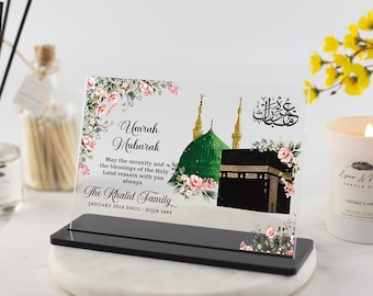 Umrah Mubarak cadeau, Hajj Mubarak, islamitische geschenken, Kaaba Eid Gift, Ramadan, cadeaus voor koppel, gepersonaliseerde familiehuis presenteert acryl plaquette