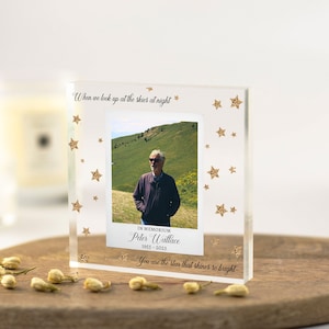 Memorial Photo Frame Acrylic Photo Block, Personalised Photo Keepsake, Remembrance Gifts, In Heaven, Dad, Mum, Nan, Granddad, Loved One