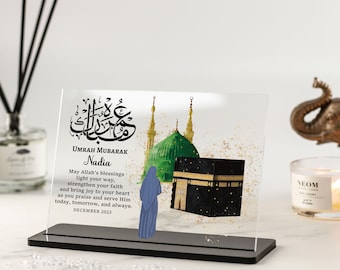 Umrah Mubarak Gift for Her, Islamic Personalised Sister Presents, Hajj Mubarak, Kaaba Eid Gift, Gifts for Best Friend, Arabic Acrylic Plaque