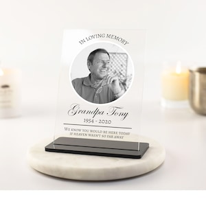 Memorial Plaque, In Loving Memory, Personalised Memorial Photo Plaque, Memorial Gift, Dad, Mum, Nan,Granddad, Sister, Brother Acrylic Plaque