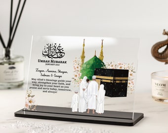 Umrah Mubarak Geschenk, Islamische Geschenke, Hajj Mubarak, Kaaba Druck, Eid Geschenke, Ramadan, Benutzerdefinierte Familiendruck, Acrylplakette