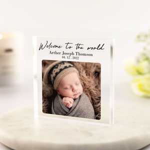 Baby Gift, Baby Boy Gift, Baby Girl, Custom New Baby Photo Block, New Baby gift for Parents, Grandparents, Auntie, Newborn Baby Keepsake