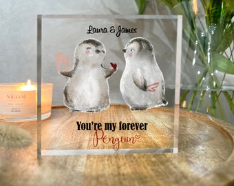 Personalised Valentines Gift, Penguin Gift, Boyfriend Valentines Gift, Gift from Girlfriend, Anniversary gifts, 1st Anniversary, Engagement