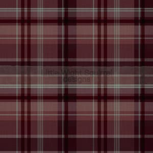 Peut inclure: Motif de plaid sans couture dans les tons bordeaux, mauve et vert d'eau clair. Le motif présente une grille de lignes entrecroisées, créant un effet tartan classique. Le texte "little Wight Squirrel designs" est visible.