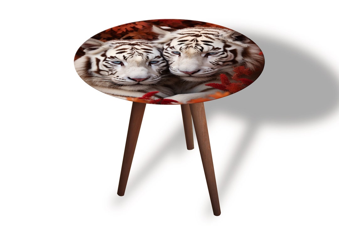 Tiger Printed Glass Round Coffee Table Tiger Coffee Table Etsy