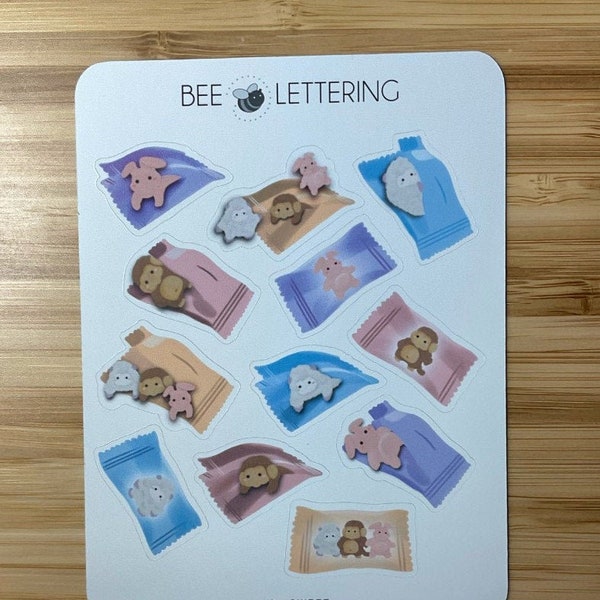 Sweet - Bunny Sheep Monkey Candy Sticker Sheet | Deco Stickers | Bujo Stickers | Planner Stickers | Journaling Stickers