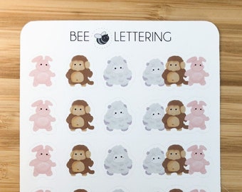 Original Bunny Sheep Monkey Stickers | Deko Sticker | Bujo Stickers | Planer Sticker | Journaling Sticker