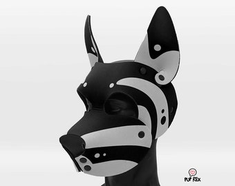 Black Pup Rex 3 Pup Hood Upright Ears (made to order)