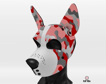 Red Camo Pup Rex One Neoprene Hood