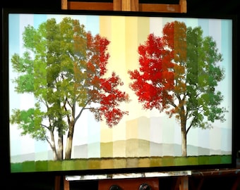 Across All Lines - A 24 X 36 inch acrylic abstract landscape painting - large surreal work - by Tim Gagnon