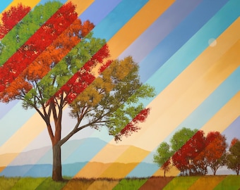 Apart From Distant Moments - LIMITED EDITION PRINT - 20 x 32 inch unique landscape giclee by Tim Gagnon.  Colorful, abstract, giclee signed