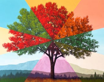 Everything From The Center - LIMITED EDITION PRINT - 16 x 24 inch unique landscape artwork by Tim Gagnon.  Colorful, abstract, giclee signed
