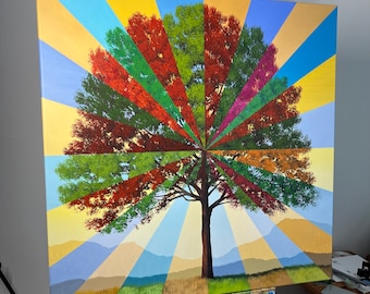 The Light is From Within - A 36 X 36 inch acrylic abstract landscape painting - large surreal work - by Tim Gagnon - get yours now!