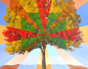 Circus Of Time - LIMITED EDITION PRINT - 24 x 24 inch unique landscape giclee by Tim Gagnon.  Colorful, abstract, giclee signed