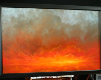 Fire in Water - An Oil Abstract Landscape painting 30 X 48 inches, original work by Tim Gagnon