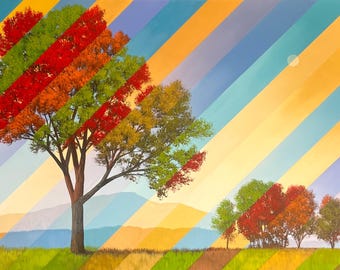 Apart From Distant Moments - A 30 X 48 inch acrylic abstract landscape painting - large surreal work - by Tim Gagnon - get yours now!