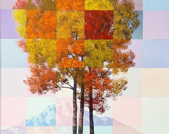 We Fall Through Moments - A 18 X 24 inch acrylic abstract landscape painting - large surreal artwork art - by Tim Gagnon - get yours now!