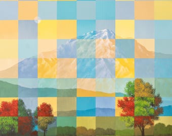 Each Fragment is a Moment - LIMITED EDITION PRINT - 24 x 24 inch unique landscape giclee by Tim Gagnon.  Colorful, abstract, giclee signed