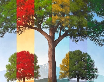 We All Change At Different Times - A 36 X 36 inch acrylic abstract landscape painting - large surreal work - by Tim Gagnon - get yours now!