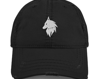 Distressed Black Wolf Hat