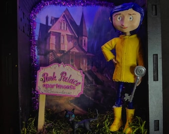 Coraline Booknook Diorama, handgemachte Regaleinlage mit LED-Leuchten