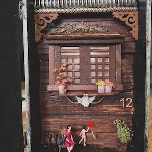 handmade vintage wooden box diorama
