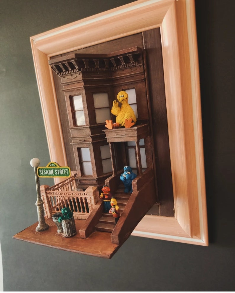 Sesame Street miniature diorama artwork wall decoration fast and free shipping with tracking number image 2