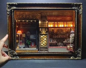 New York City Vintage FrontStore minuature Scale Diorama Masterpiece Facade with Vintage wooden frame