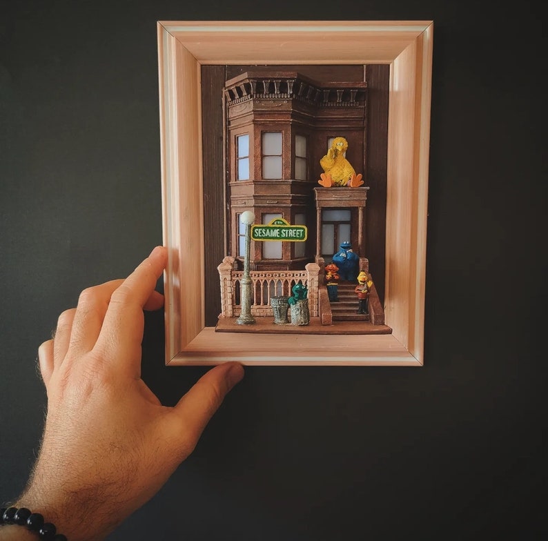 Sesame Street miniature diorama artwork wall decoration fast and free shipping with tracking number image 1