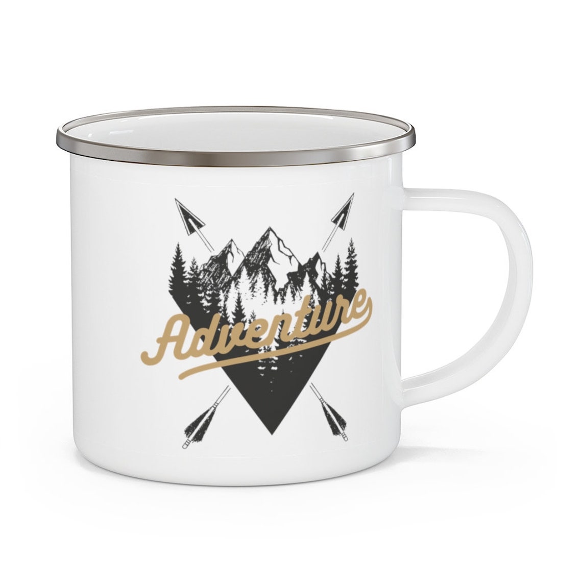 Adventure Geometric Enamel Mug Camping Mug Travel Mug Etsy