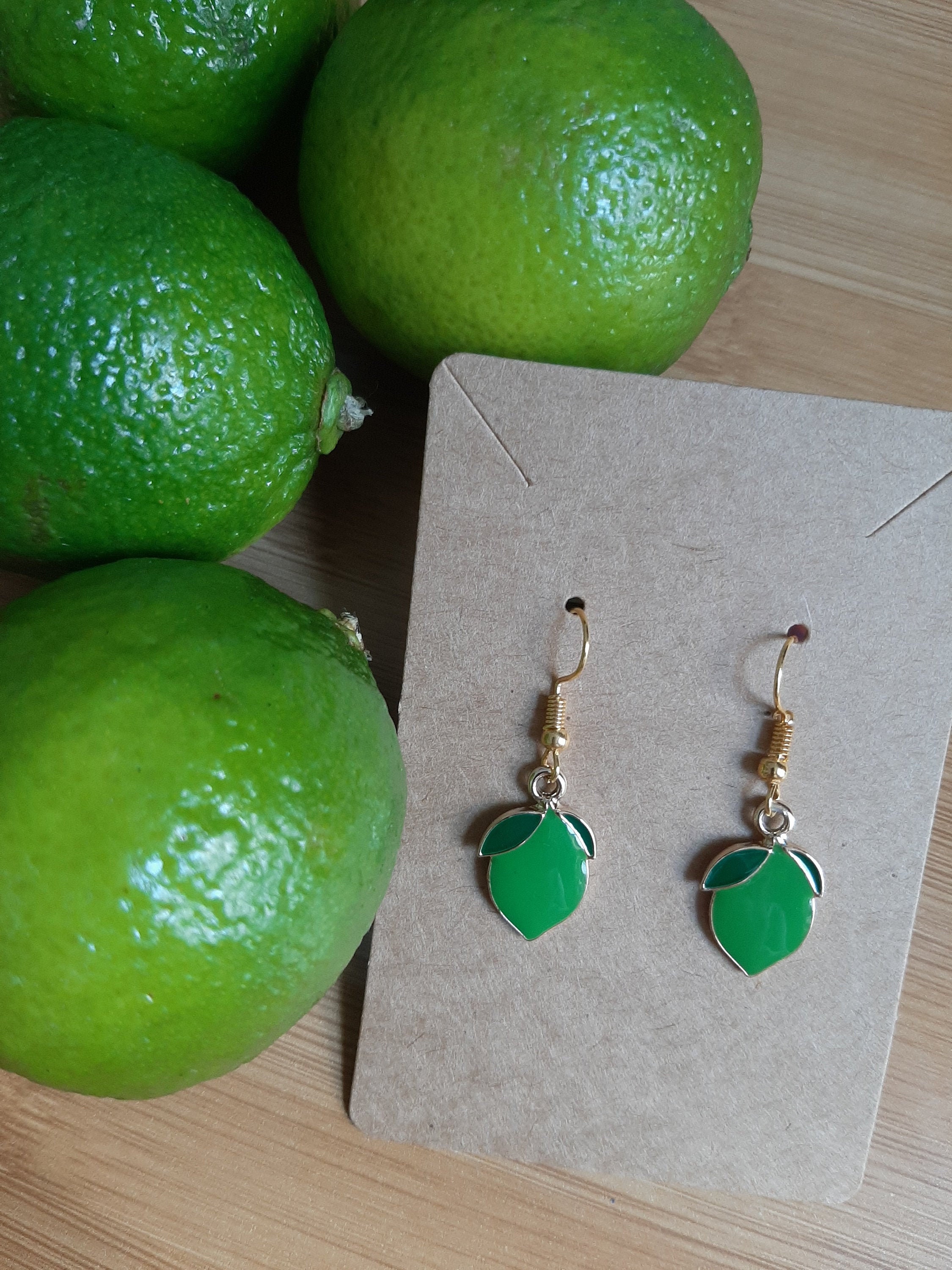 Lime Earrings Fruit Earrings Gold Plated Jewellery Summer Etsy UK