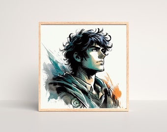 Son of Poseidon Wall Art, Instant Download, Watercolor Art