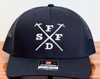 Custom Firefighter Embroidered Hat with Halligan Hooks Personalized Fire Department Initial Cap Firefighter Retirement Gift for Firefighter