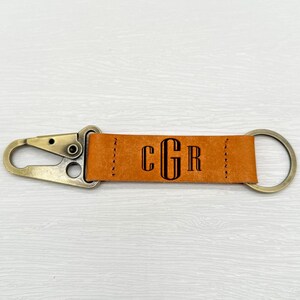 Personalized Monogrammed Leather Keychain, Custom Monogram Keychain, Leather Key Chain, Engraved Keychain, Anniversary Gift, Mens Gift