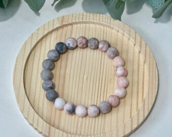 Pink Zebra Jasper Ombré Stretch Bracelets, Gemstone, Various Styles