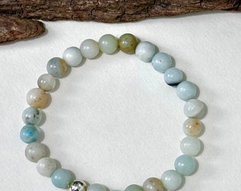 Amazonite with Sterling Silver Accent, Stretch Bracelets, Gemstone