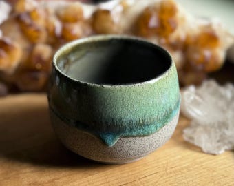 Small Green Glazed Ceramic Planter - handmade wheel thrown pottery