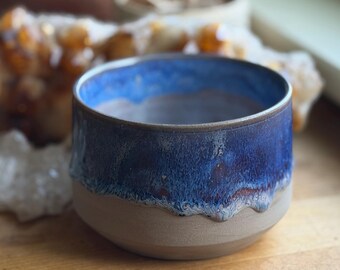 Purple and Lavender Glazed Gray Trinket Bowl Dish etc - hand made wheel thrown glazed pottery
