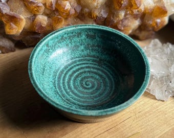 Metallic Dark Green Textured Glaze Soap Dish Trinket or Ring Dish - rustic handmade wheel thrown pottery and ceramics