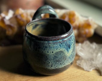 Hanging Planter Brown Drippy Glazed Textured Rustic - handmade wheel thrown pottery